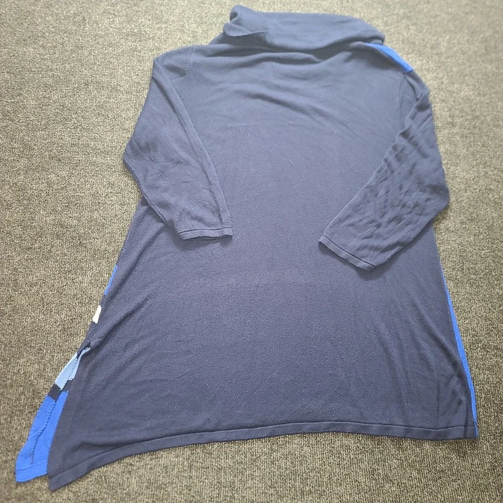 United States Sweaters Women's XL Tunic Cowl Neck Asymmetrical Hem Blue‎ Rayon